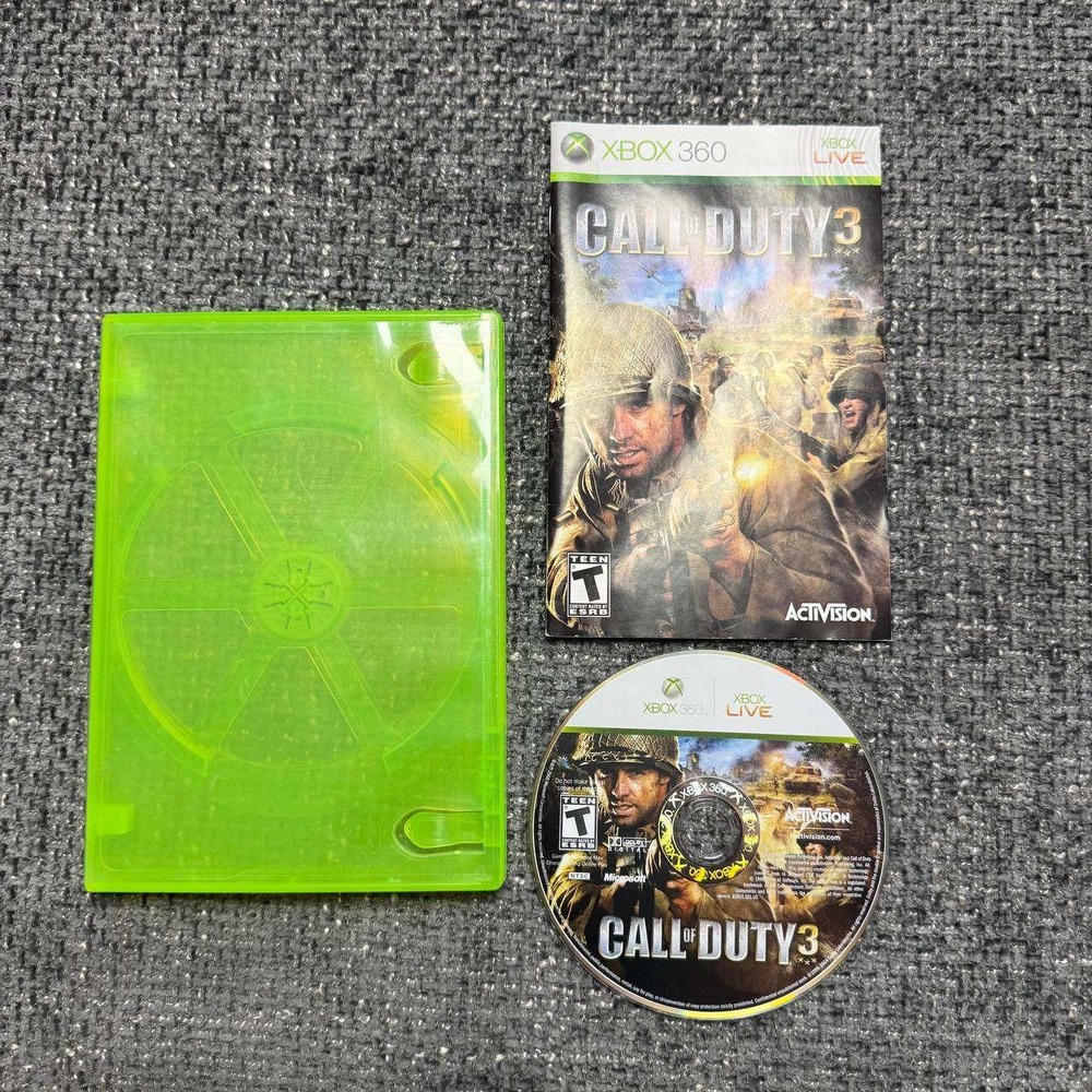 Activision Call of Duty 3 Xbox 360 Game Disc and Manual 2006 WWII FPS